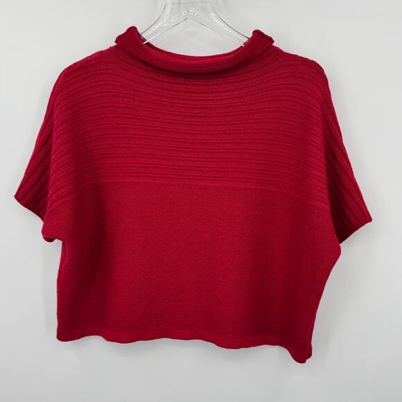 Elemente Clemente sweater S 100% virgin wool crop rolled collar rib knit top - Picture 3 of 9